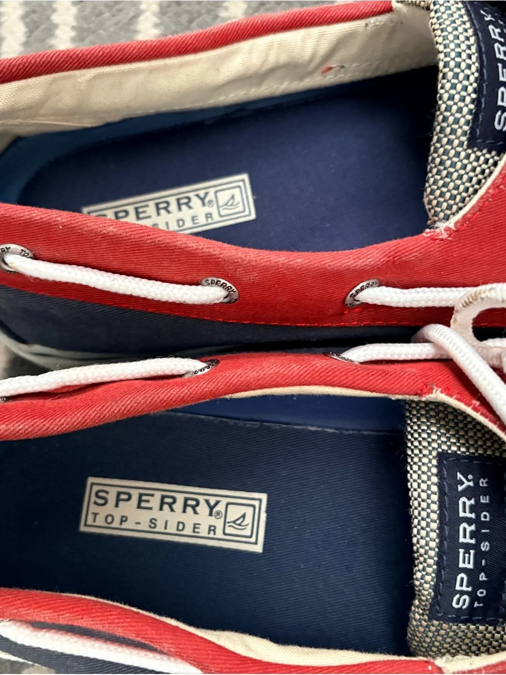 Sperry Red and Navy Two-Tone Men's Boat Shoes